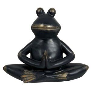 Meditating Lotus Yoga Pose Frog Statue Figurine Home Garden Decor Resin Vintage